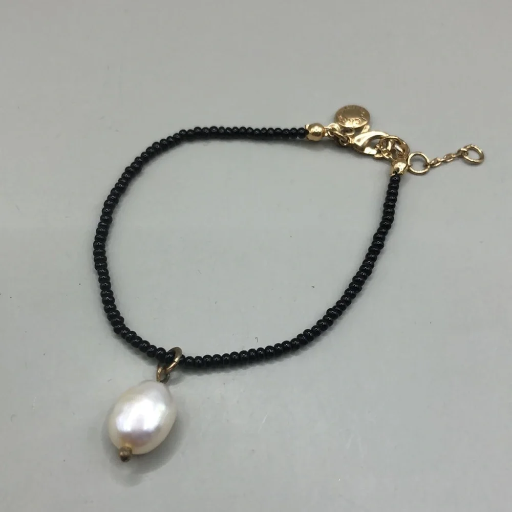 FYB Jewelry freshwater pearl bracelet initial charm letter M + J.crew bracelet